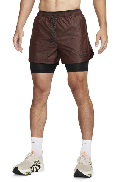 Nike Run Division Dri-fit 7-inch Brief-lined Running Shorts In Brown