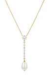 Nadri Imitation Pearl Y-necklace In Gold