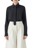 Grey Lab Neck Tie Shirt In Black