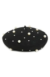Tasha Imitation Pearl Beret In Black