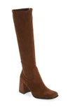 Jeffrey Campbell Hot Lava Knee High Stretch Boot In Brown Suede