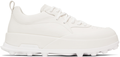 Jil Sander Chunky Panelled Leather Sneakers In White