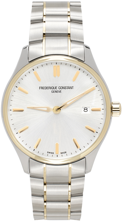 Frederique Constant Silver Quartz Watch In Silver/gold