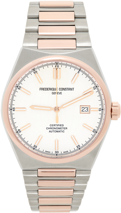 Frederique Constant Silver & Rose Gold Automatic Cosc Watch In Silver/gold