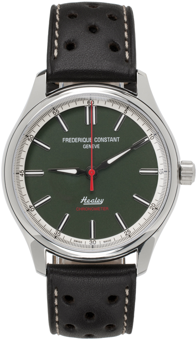 Frederique Constant Brown & Green Vintage Rally Healey Automatic Cosc Watch In Silver-tone