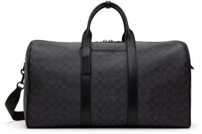 Coach Black & Grey Gotham Duffle Bag In Grey