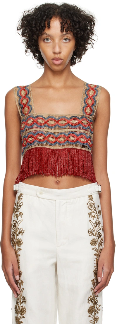 Bode Red Poulin Tank Top In Neutral