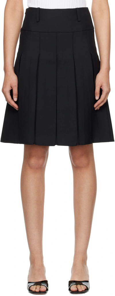 Fax Copy Express Black Pleated Midi Skirt