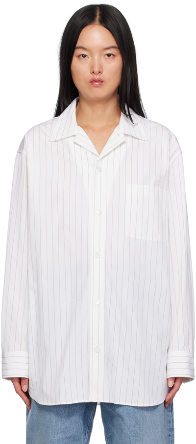 Bottega Veneta Pinstripe Cotton Poplin Shirt In Beige