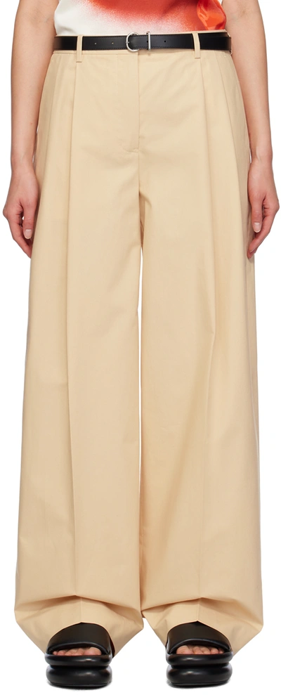 Jil Sander Beige Belted Trousers In 254 Oak