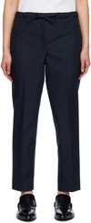 Jil Sander Drawstring Cropped Trousers In 402 Midnight