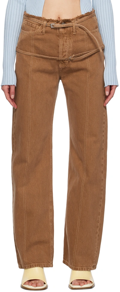 Jacquemus Women's Nimes Mid-rise Stretch Wide-leg Jeans In Braun