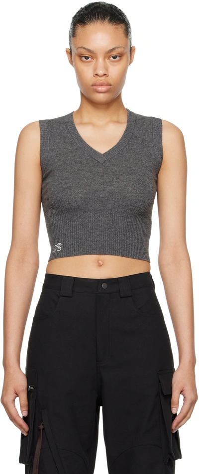 Fax Copy Express Gray Cropped Vest In Grey