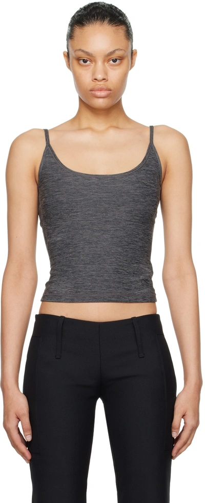 Fax Copy Express Gray Deep U-cut Tank Top In Grey