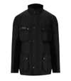 Barbour Logo Patch Waxed Field Jacket In Black
