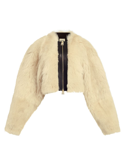 Khaite Gracell Cropped Fur Jacket In Neutrals