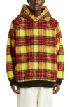 Undercover Plaid-check Print Hoodie In Yellow Ck
