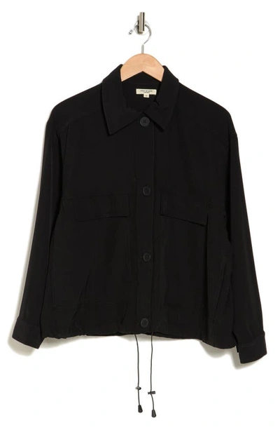 Max Studio Twill Utility Shirt Jacket In Black