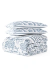 Ienjoy Home All Season Jacobean King 3-piece Down Alternative Reversible Comforter Set In Dusk Blue