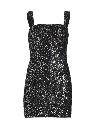 Simkhai Benson Sequined Bodycon Square-neck Mini Dress In Black