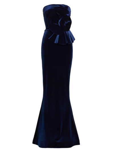 Chiara Boni La Petite Robe Women's Hebe Velvet Rose Gown In Blue Notte