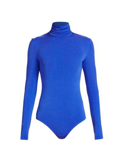 Wolford Women's Colourado Turtleneck Knit Bodysuit In Dazzling Blue