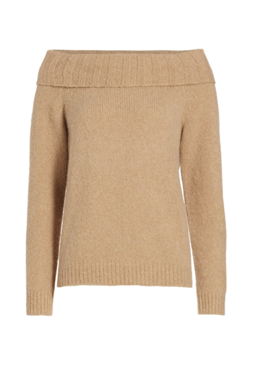 Favorite Daughter The Andrea Off The Shoulder Wool & Cashmere Blend Sweater In Almond