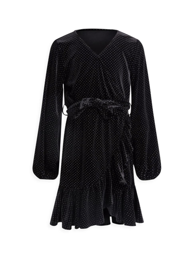 Bardot Junior Kids' Girl's Daliya Crystal-embellished Wrap Dress In Black Sparkle