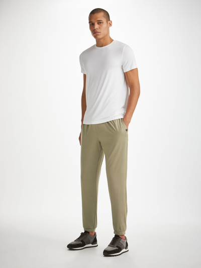 Derek Rose Men's Track Pants Basel Micro Modal Stretch Khaki