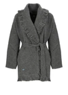 Alanui Relaxed Fit Cashmere Cardigan With Shawl Collar And Fringed Edges In Grey