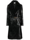 Bally Shearling-collar Leather Trench-coat In Black