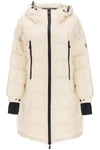 Moncler Rochelair Long Hooded Down Jacket In White