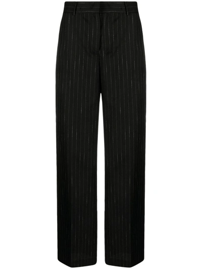Msgm Layered-waistband Wide-leg Trousers In Black