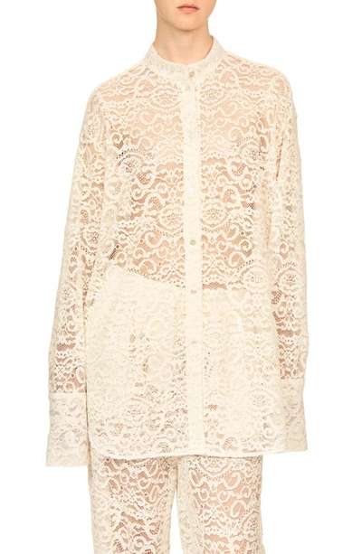 Interior Gertrude Lace Collared Tunic Shirt In Ivory