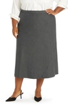 Pari Passu Chase Pinstripe Wool Blend Bias Midi Skirt In Gray