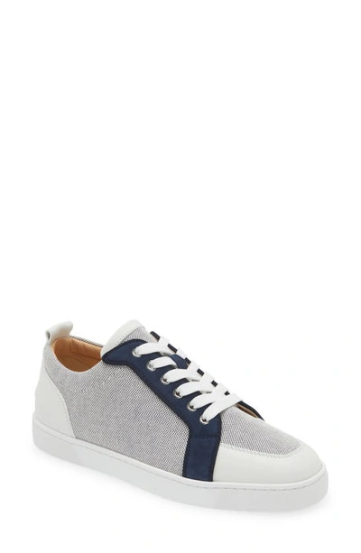 Christian Louboutin Rantulow Suede And Leather-trimmed Canvas Sneakers In Blue