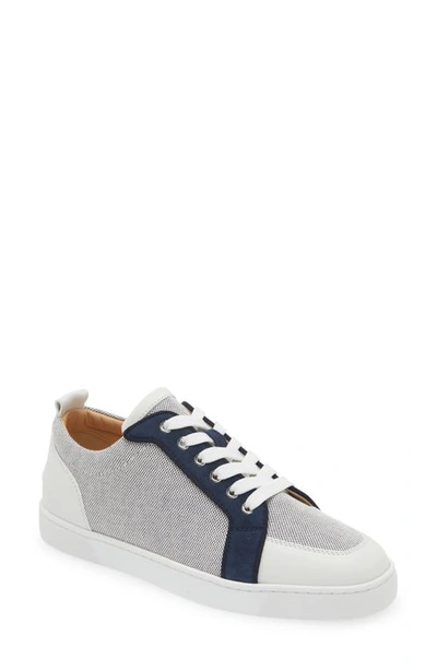 Christian Louboutin Rantulow Suede And Leather-trimmed Canvas Sneakers In Version Navy