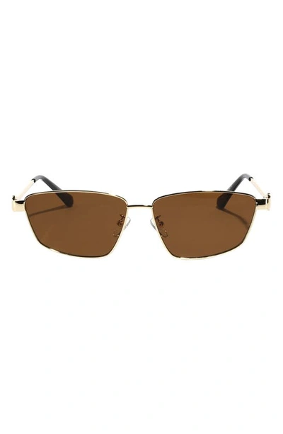 Fifth & Ninth Cleo 60mm Polarized Geometric Sunglasses In Brown/ Gold