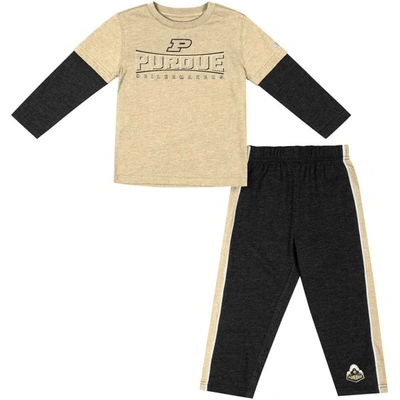 Colosseum Kids' Toddler  Gold/black Purdue Boilermakers Long Sleeve T-shirt & Trousers Set