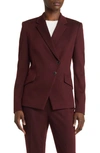 Hugo Boss Jatawa Asymmetric Twill Blazer In Maroon Twill Fantasy