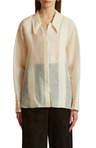 Khaite Nori Silk-organza Shirt In Beige