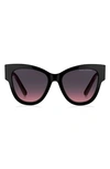 Marc Jacobs Cut-out Logo Acetate Cat-eye Sunglasses In Black/ Grey Shaded Pink