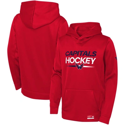 Fanatics Kids' Youth  Branded Red Washington Capitals Authentic Pro Pullover Hoodie