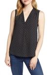 Vince Camuto Polka Dot Sleeveless Blouse In Rich Black