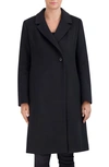 Cole Haan Signature Asymmetric Slick Wool Blend Coat In Black