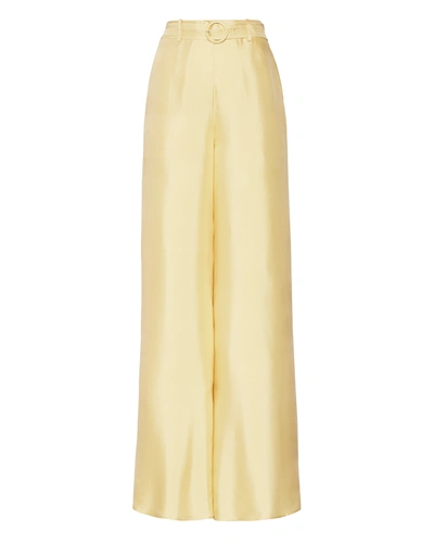 Lapointe Belted Silk-twill Wide-leg Trousers In 12