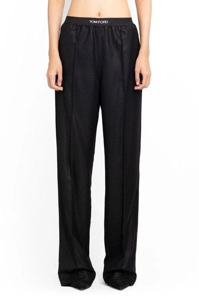Tom Ford Satin Trousers In Nero