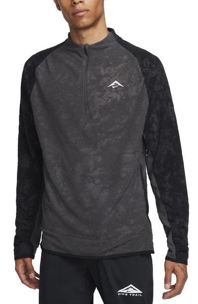 Nike Dri-fit Half Zip Midlayer Trail Running Top In Grey