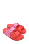 Melissa Cozy Buckle Slide Sandal In Red/ Pink