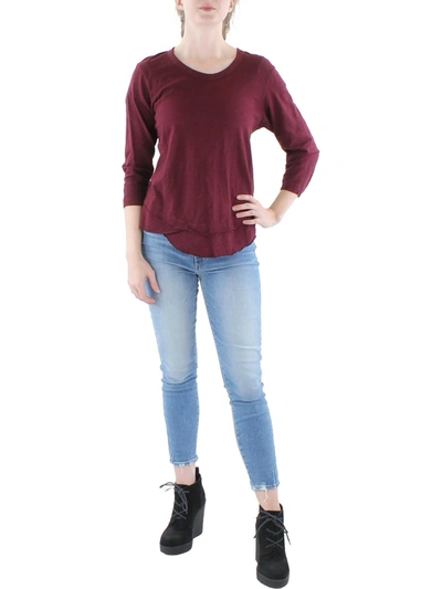 Wilt Womens Cotton Raw Hem Casual Top In Red